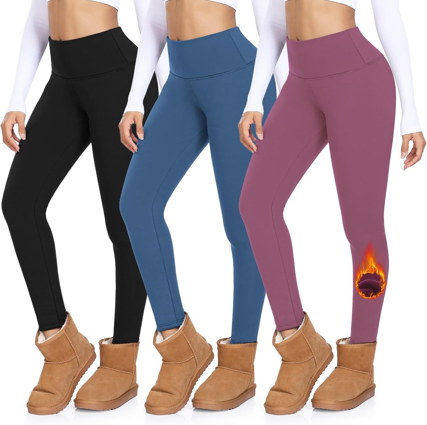 High waist design in fleece lined leggings for comfort