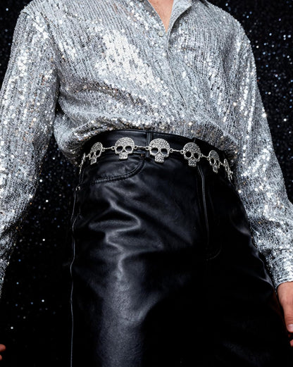 Skull Waist Chain Belt - Punk Gothic Crossover Body Belly Chains Tassel for Women Girl