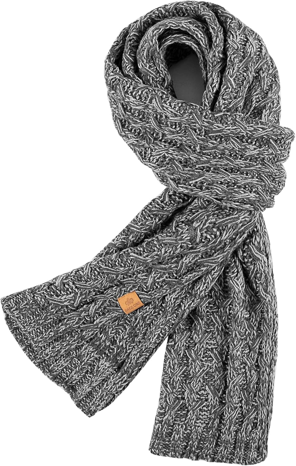 PAGE ONE Women'S Ribbed Knit Scarf Winter Warm Long Big Wrap Cashmere Wool Thick Large Chunky Scarf for Women