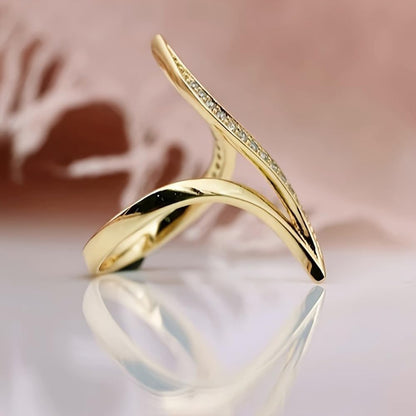 Brilliant CZ stones on chic gold statement ring