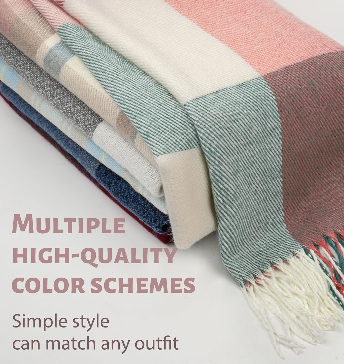 Ysense Winter Scarf for Women, Fashion Long Plaid Scarves Warm Big Tartan Blanket Wrap Shawl Ladies Gifts