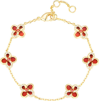 18K Gold Plated Clover Bracelet for Women, Hollow Four Leaf Clover Bracelet, Cross Flower Chain, Jewelry Gift for Birthday and Valentine'S Day with Gift Box