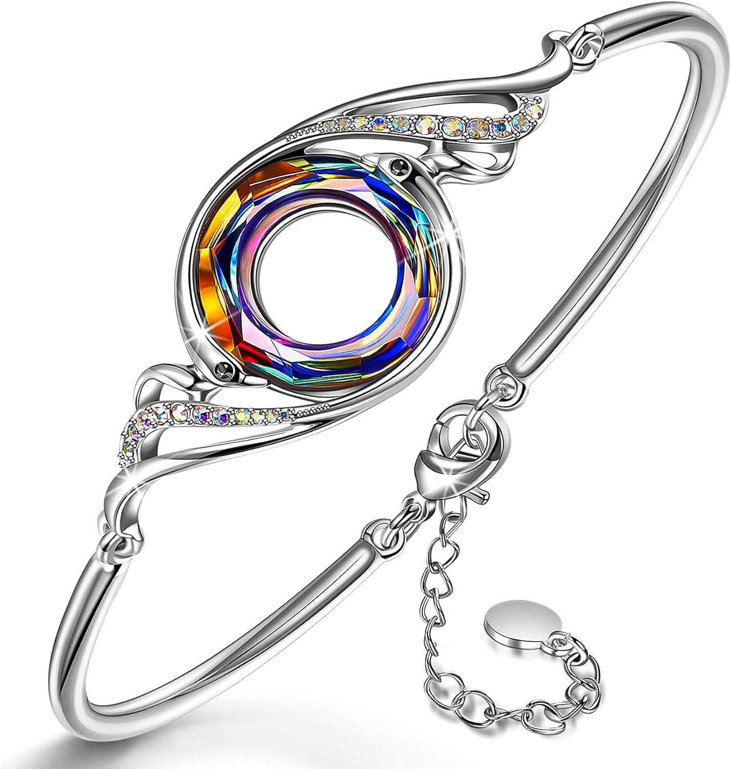 Kate Lynn "Rise from the Ashes" Phoenix Bracelet Made with Crystals from Austria, Adjustable Bangle Bracelet for Women 7"+2", Packaged with Jewelry Box, Birthday Gift for Women, Symbol of Luck and Renewal