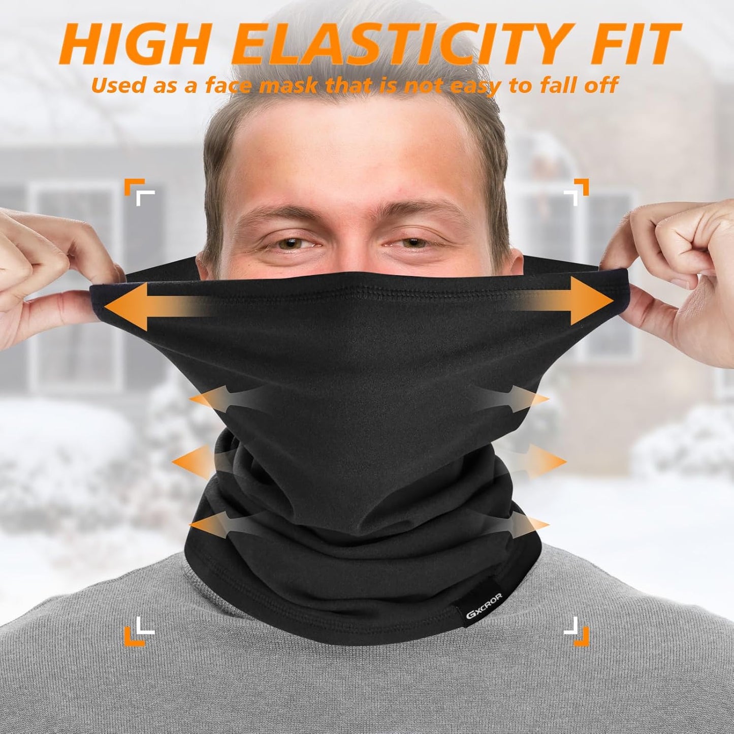 GXCROR Neck Warmer Winter Face Mask Fleece Neck Gaiter Ski Face Cover Cold Weather Scarf for Men & Women