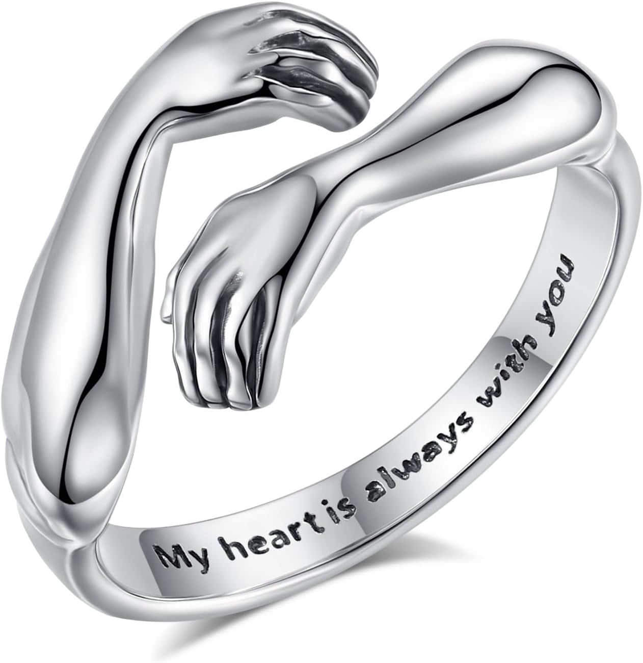 Couples heart hug promise rings from EUDORA displayed together as matching set