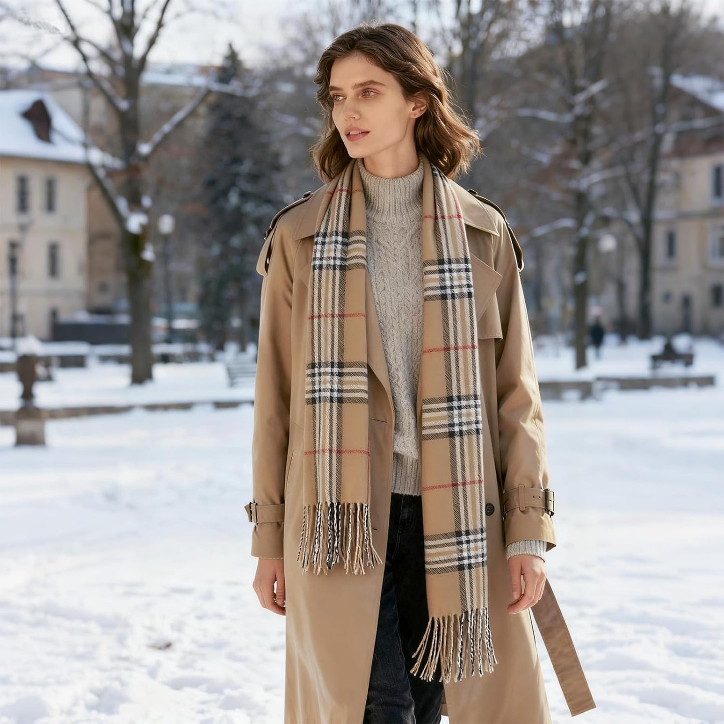 Vimate Plaid Scarf for Men Women Super Soft Classic Tartan Checkered Neck Scarves