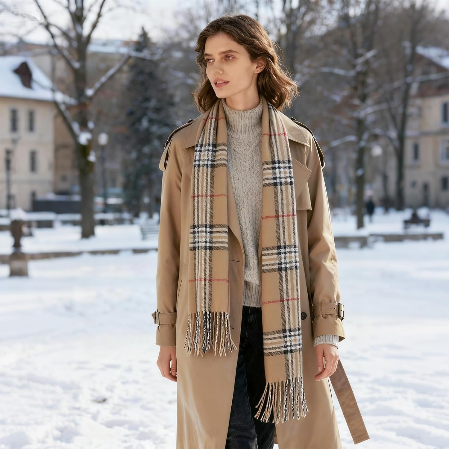 Vimate Plaid Scarf for Men Women Super Soft Classic Tartan Checkered Neck Scarves