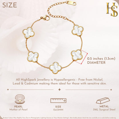 Highspark Clover Bracelets for Women | Designer Four Leaf Bracelets for Women | Lovely Gift