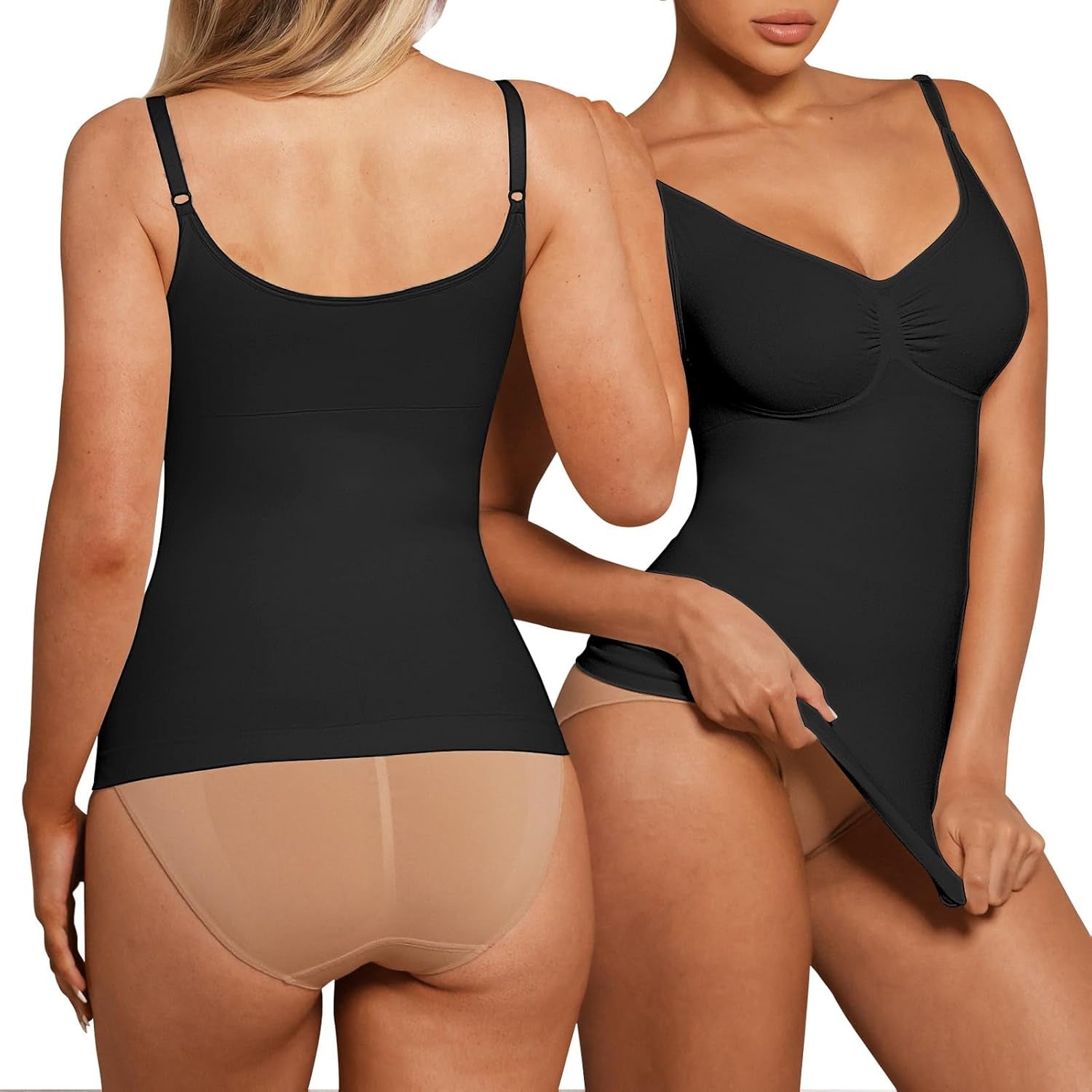 Nude and black Feelingirl compression tank top color options