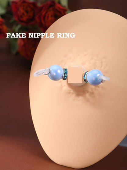 DJCIW 4 Pairs Handmade Fake Nipple Rings,Adjustable Nipple Nooses with 8Mm Silicone Multicolor Beads and Barbells,Non-Piercing Faux Nipple Piercing Comfortable Everyday Wear Cute Body Jewelry