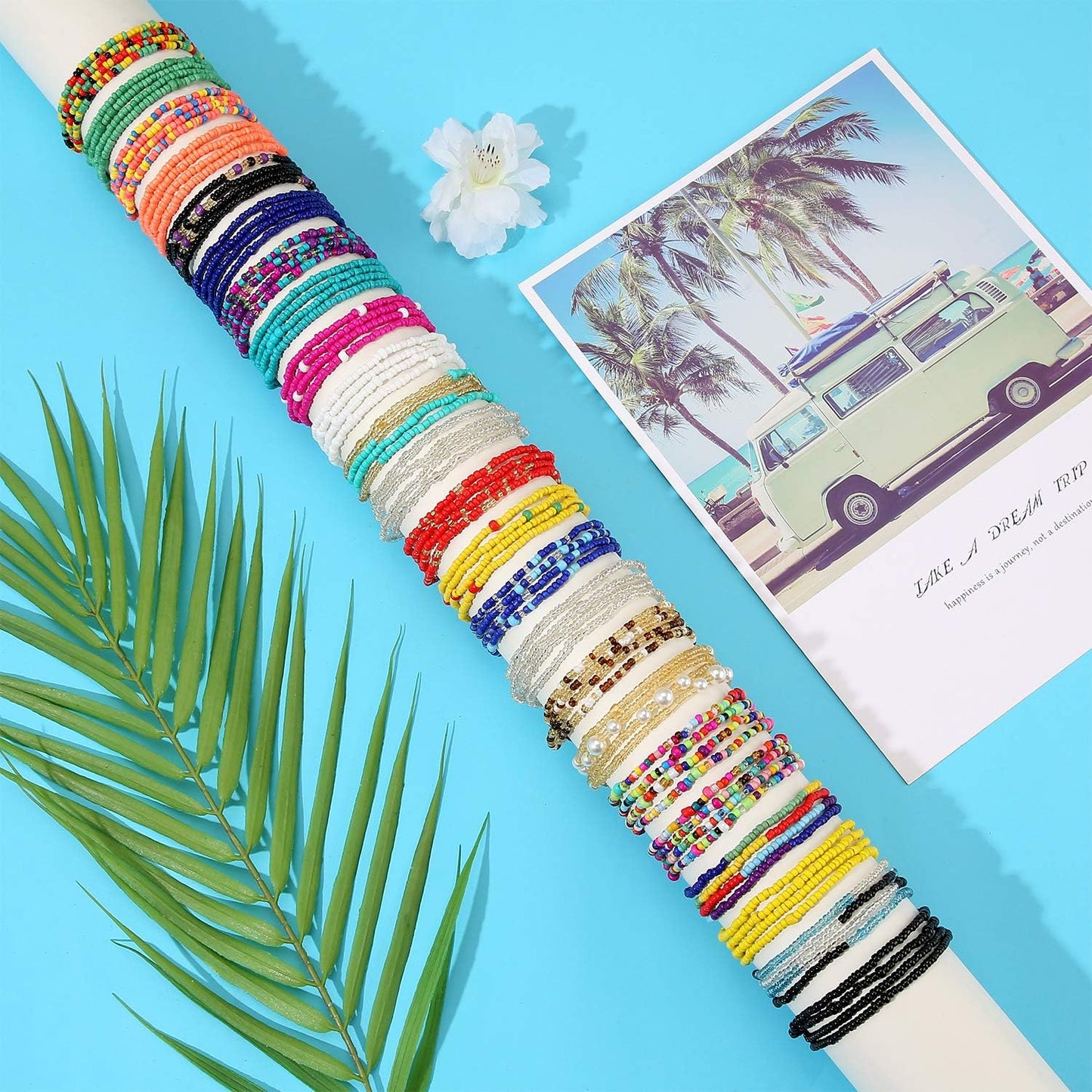 TOBENY SHIWE 24PCS Waist Bead Chains for Women Colorful Summer Body Chains Belly Beads Bikini Jewelry Chains Bead Waist Chains Set