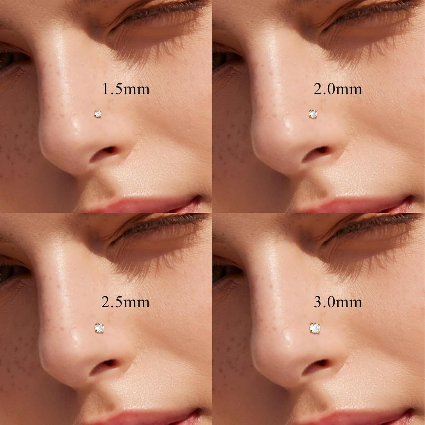 Jstyle Hypoallergenic Nose Rings 18G 20G Surgical Stainless Steel Nose Rings Studs Cubic Zirconia Nose Ring Labret Nose Piercing Jewelry for Women Men 1.5Mm 2Mm 2.5Mm 3Mm