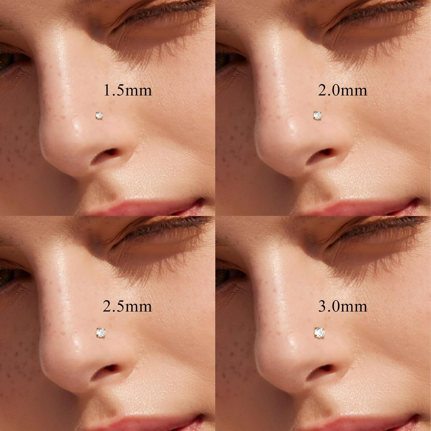 Jstyle Hypoallergenic Nose Rings 18G 20G Surgical Stainless Steel Nose Rings Studs Cubic Zirconia Nose Ring Labret Nose Piercing Jewelry for Women Men 1.5Mm 2Mm 2.5Mm 3Mm