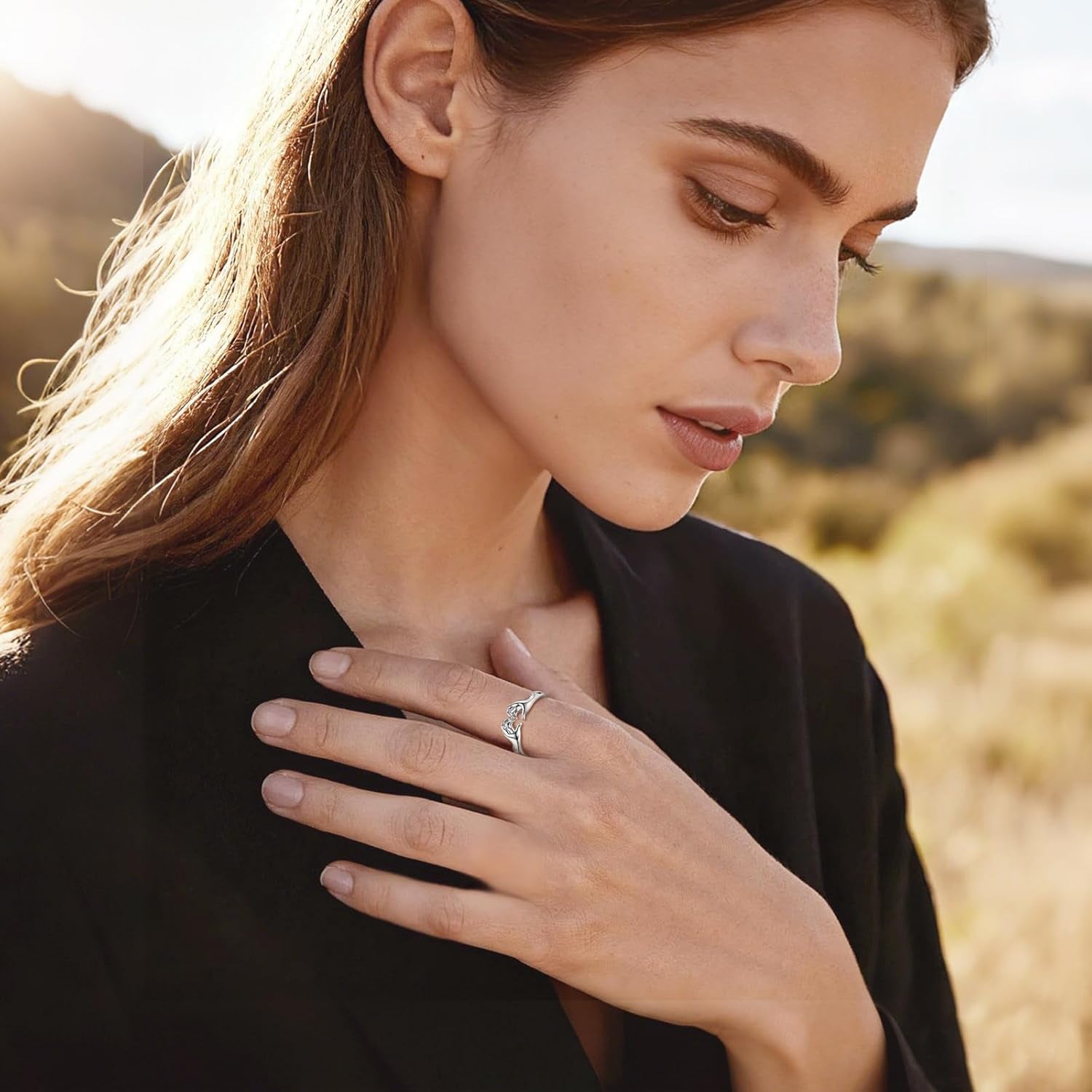 EUDORA pinky promise ring jewelry gift for women and men in elegant box