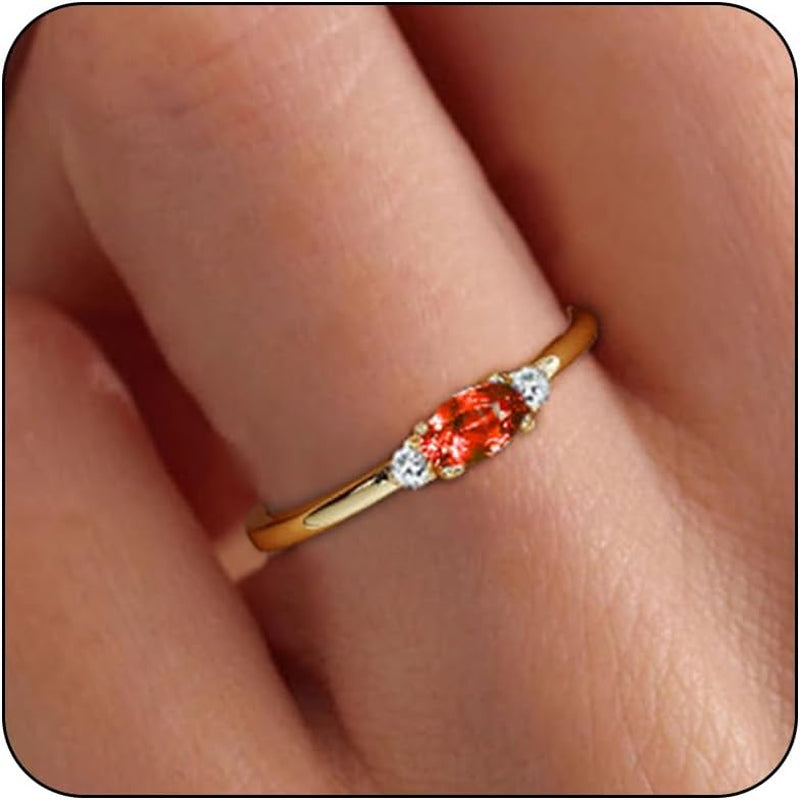14K Gold Plated Birthstone Rings for Women Dainty Cute Stackable Rings Non Tarnish Thumb CZ Emerald Green Gemstone Ring Jewelry Birthday Christmas Gift for Mother Daughter Band Size 6-11
