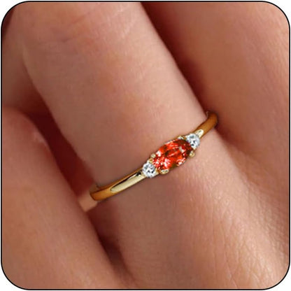 14K Gold Plated Birthstone Rings for Women Dainty Cute Stackable Rings Non Tarnish Thumb CZ Emerald Green Gemstone Ring Jewelry Birthday Christmas Gift for Mother Daughter Band Size 6-11