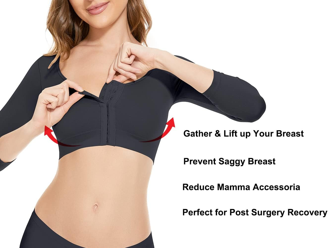 Arm compression sleeve shapewear with adjustable straps