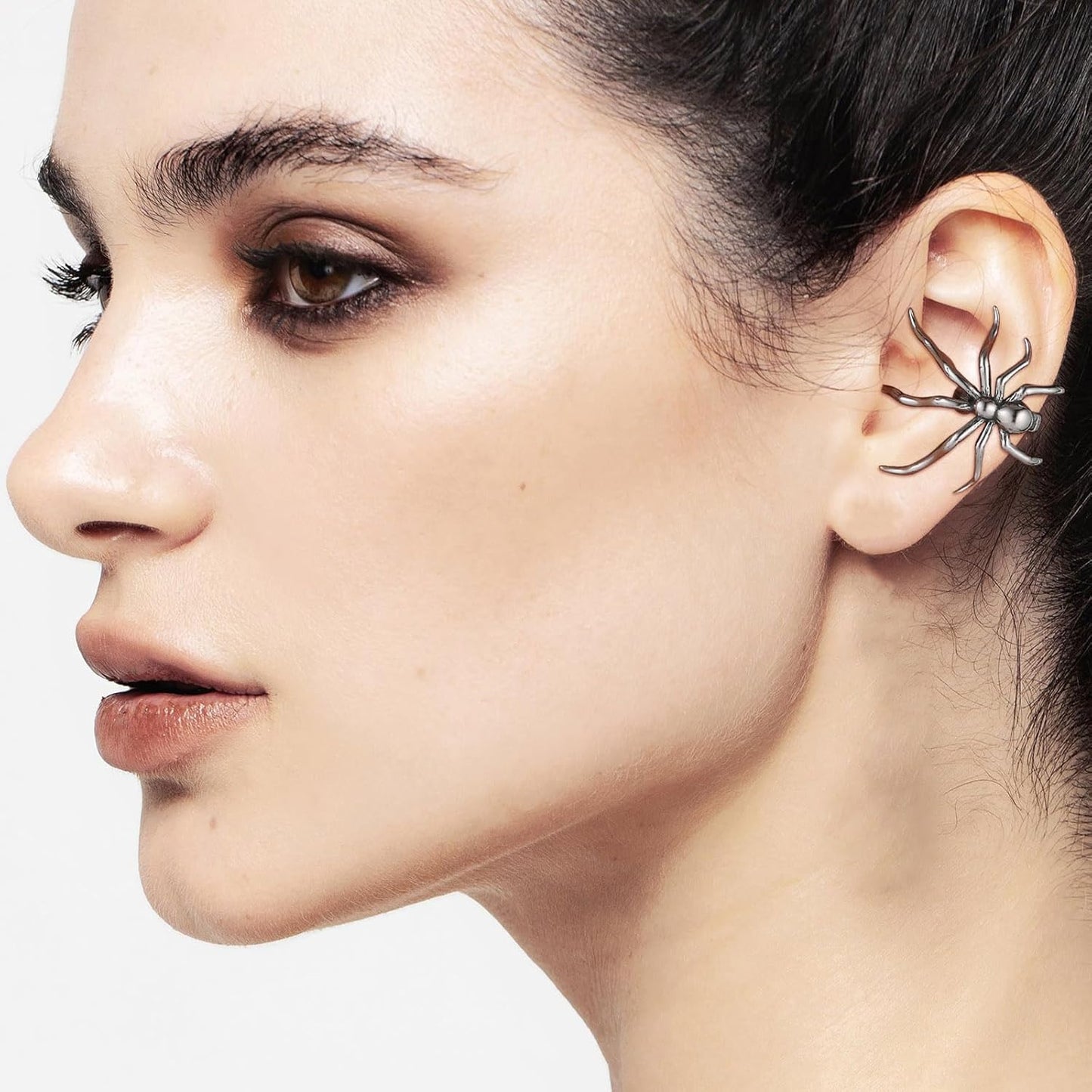 HZMAN Halloween Spider Ear Cuff for Women Goth Stainless Steel Clip on Cartilage Fake Earrings