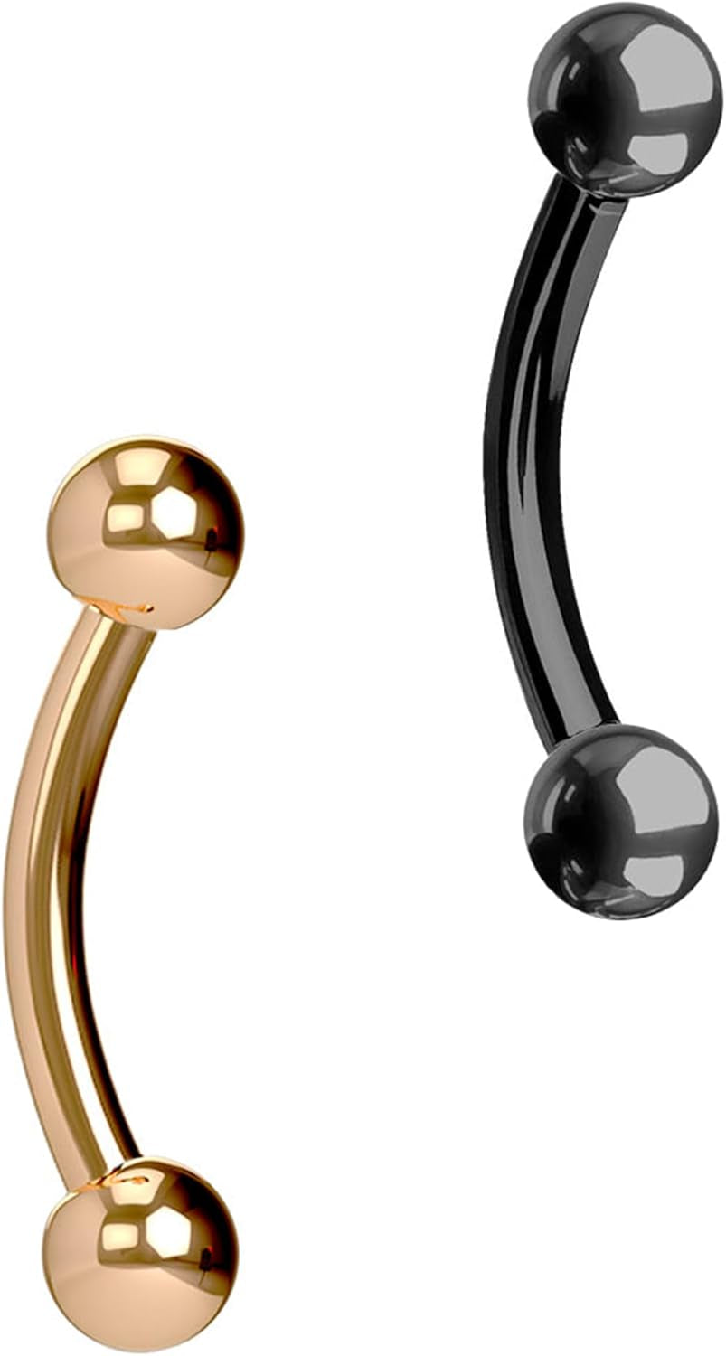 Forbidden Body Jewelry Surgical Steel Petite Belly Button Rings Curved Navel Barbell Set 14G 5/16 Inch 3Mm End Balls