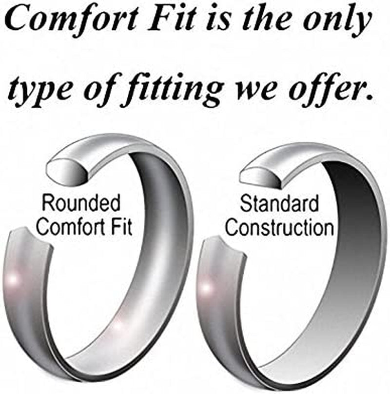 CROWNAL 4Mm 6Mm 8Mm Black/Silver Titanium Wedding Couple Bands Rings Men Women Matte Finish Beveled Edges Engraved I Love You Comfort Fit Size 4 to 16