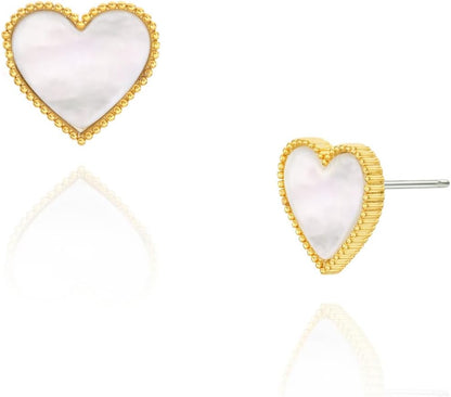 Unique Earrings for Women Trendy, 14K Gold Plated Four Leaf Clover Heart Butterfly Stud Dangle Earrings, Black Onyx White Huggie Earrings Birthday Christmas Valentine'S Day Jewelry Gifts