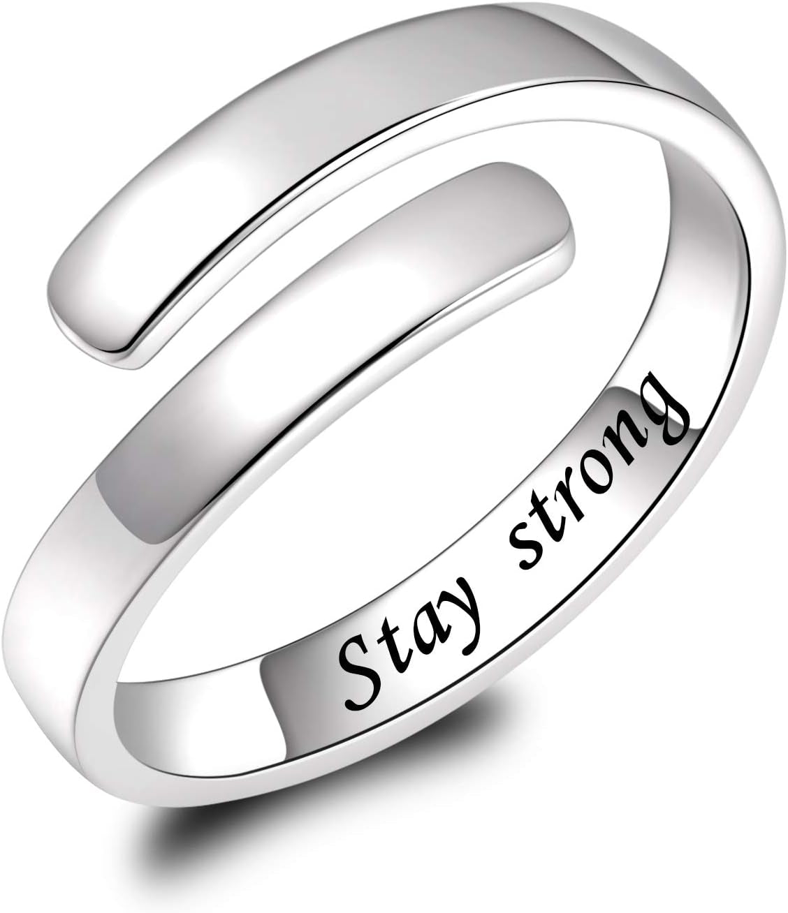 BEILIN 925 Sterling Silver Inspirational Jewelry Rings Adjustable Ring Personality Encouragement Gift for Teens Women