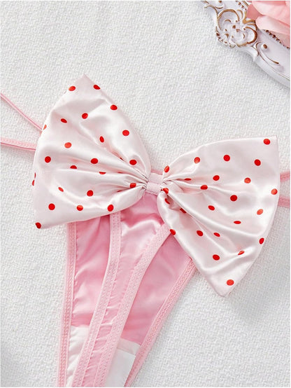 Polka dot G-string thong panty close-up detail