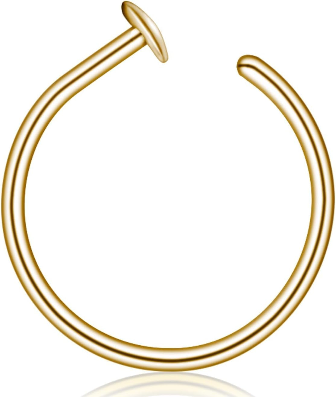 LUCKYJEWUS Fake Nose Ring Hoop, 14K Gold Filled or 925 Sterling Silver Small Clip-On Faux Nose Cuff for Women & Men, No Piercing Needed