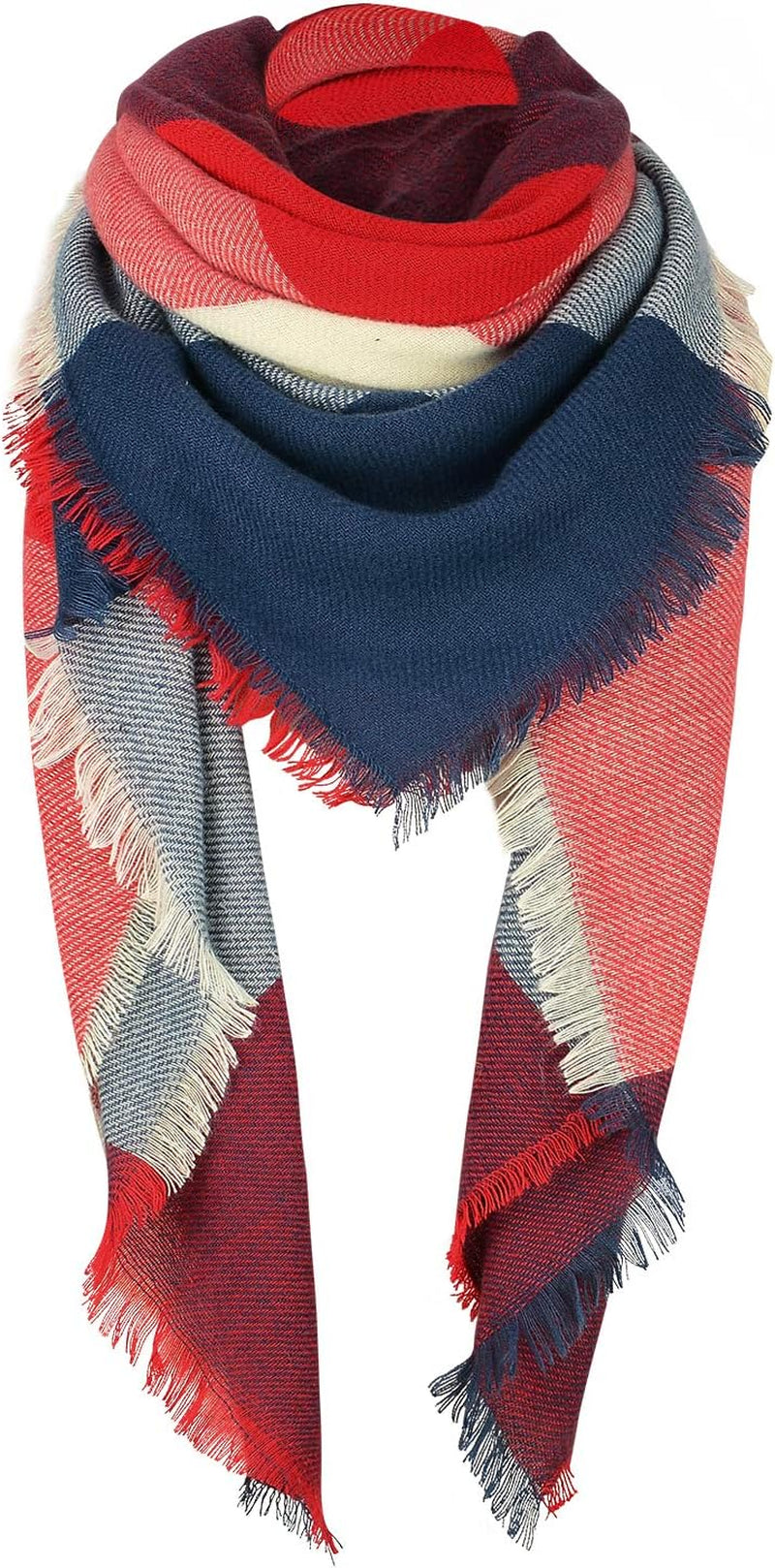 American Trends Womens Fall Winter Scarf Plaid Tassel Soft Warm Blanket Scarves Womens Shawl Wraps