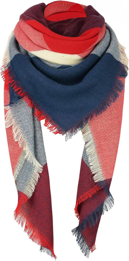 American Trends Womens Fall Winter Scarf Plaid Tassel Soft Warm Blanket Scarves Womens Shawl Wraps