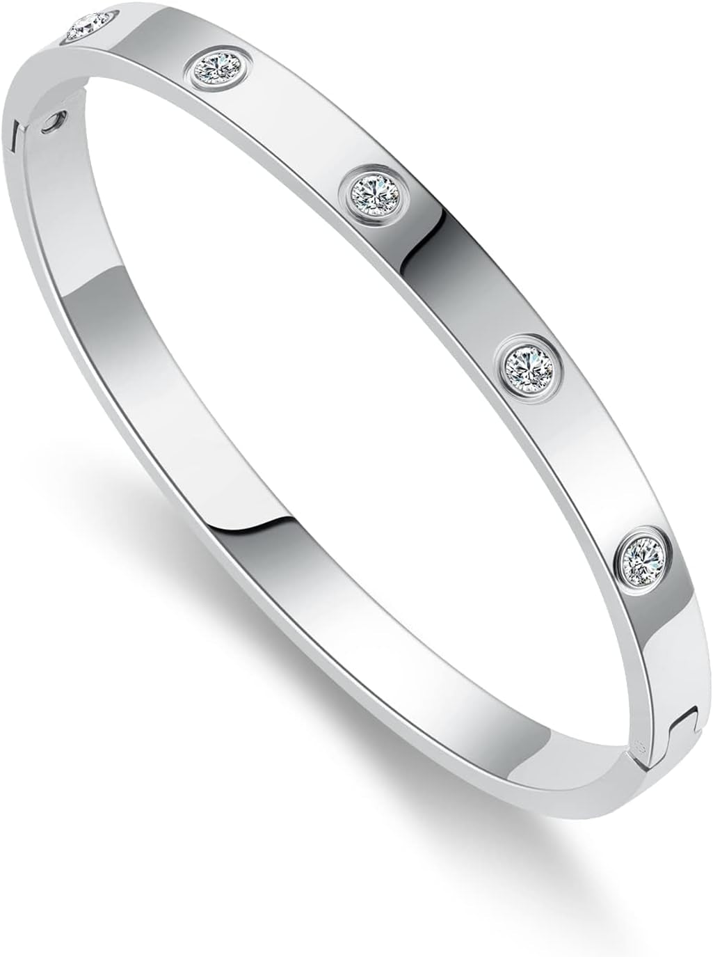 Gold-tone friendship bangle bracelet set with cubic zirconia stones