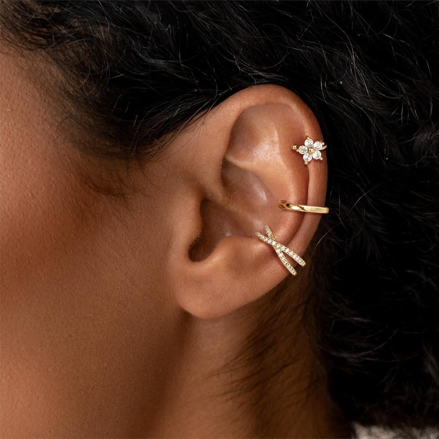 14K Gold Plated Ear Cuff Earrings for Women, Dainty Ear Cuffs Clip on Earrings Non Piercing Trendy Cubic Zirconia Cartilage Hoop Earring Fashion Jewelry Valentine'S Day Gift Sets for Women