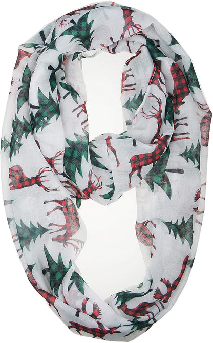 VIVIAN & VINCENT Gift Wrapped Fall Winter Soft Lightweight Holiday Sheer Infinity Christmas Scarf for Women Girls