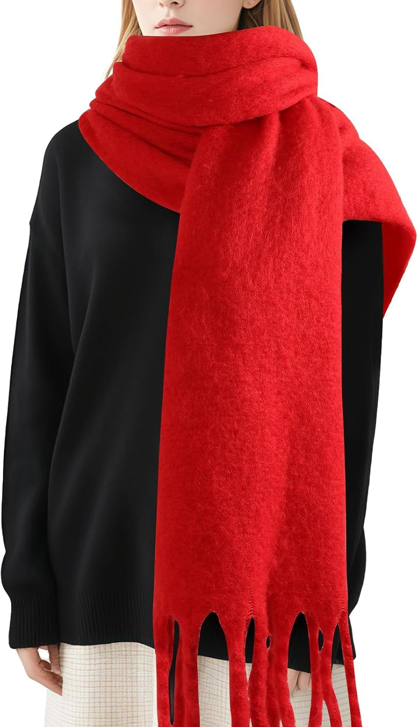 Premillow Women'S Mohair Winter Scarf Pure Color, Warm Winter Scarf for Women and Men, Soft Luxurious Cashmere Feel Scarfs