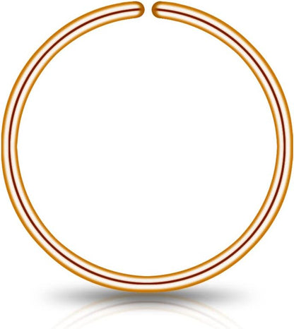 LUCKYJEWUS Small Thin Gold or Sterling Silver Nose Ring Hoop for Women, Tiny Nose Piercing Jewelry