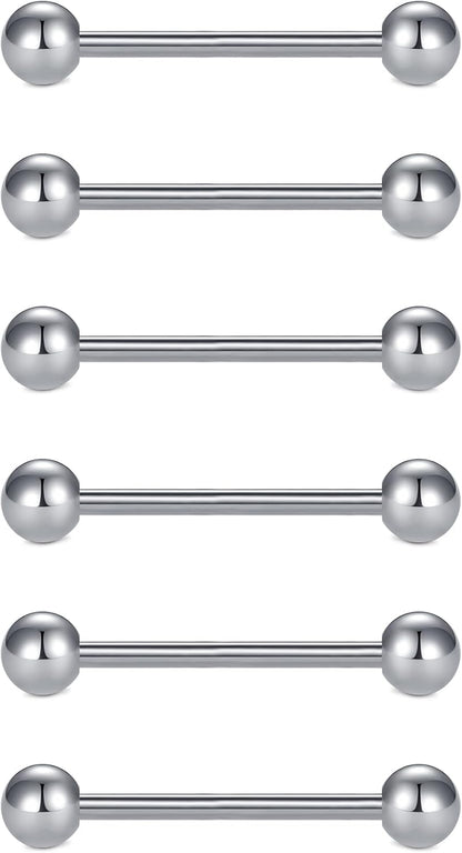 VCMART 12Mm-18Mm 14G Tongue Rings Nipple Straight Barbells Surgical Steel Body Piercing Jewelry