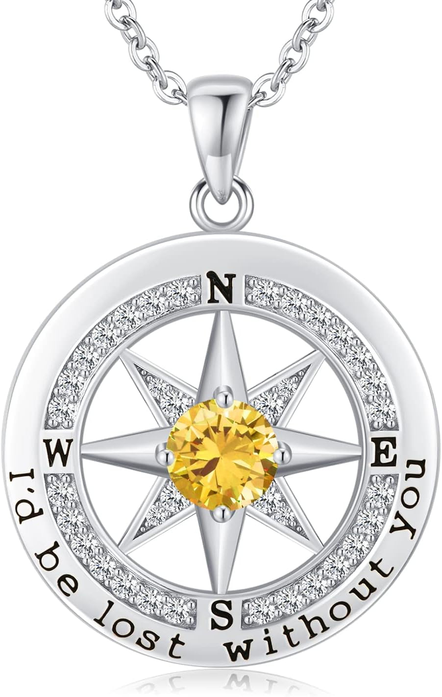 S925 Necklace Gift for Wife |Compass Jewelry |Women Anniversary |Sterling Silver |Girlfriend Birthday Gifts for Her Valentines |I'D Be Lost without You |Jewel 18K Gold