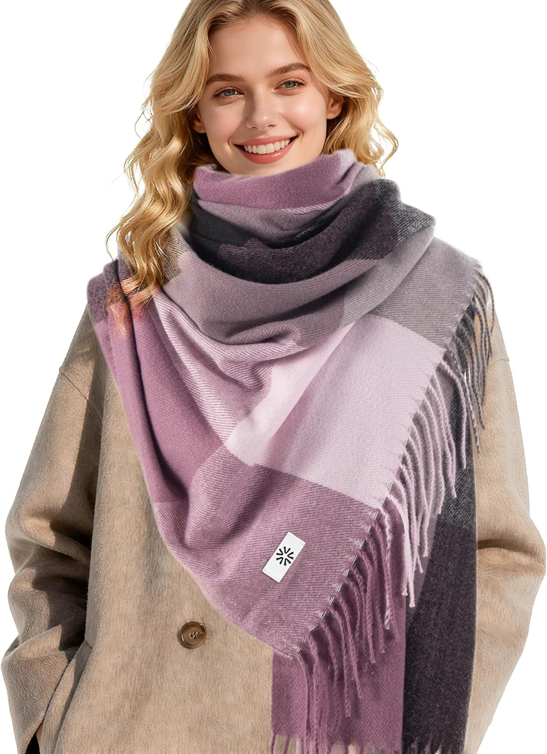 Women'S Winter Plaid Scarf Warm Thick Long Shawl Soft Knit Perfect Cold Weather Gift