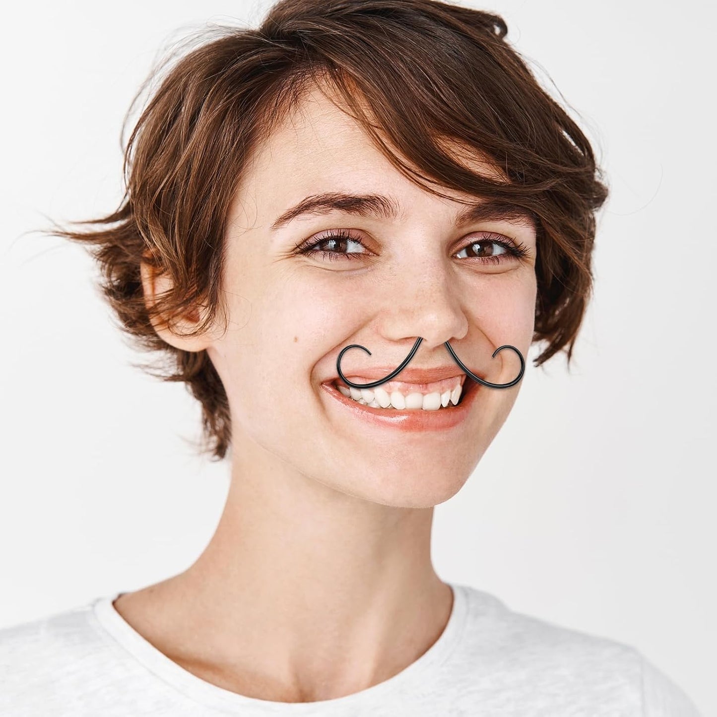 Mustache Septum Ring Black Septum Mustache Nose Ring Piercing Jewelry Surgical Steel Septum Piercing Hanger(16/14G)