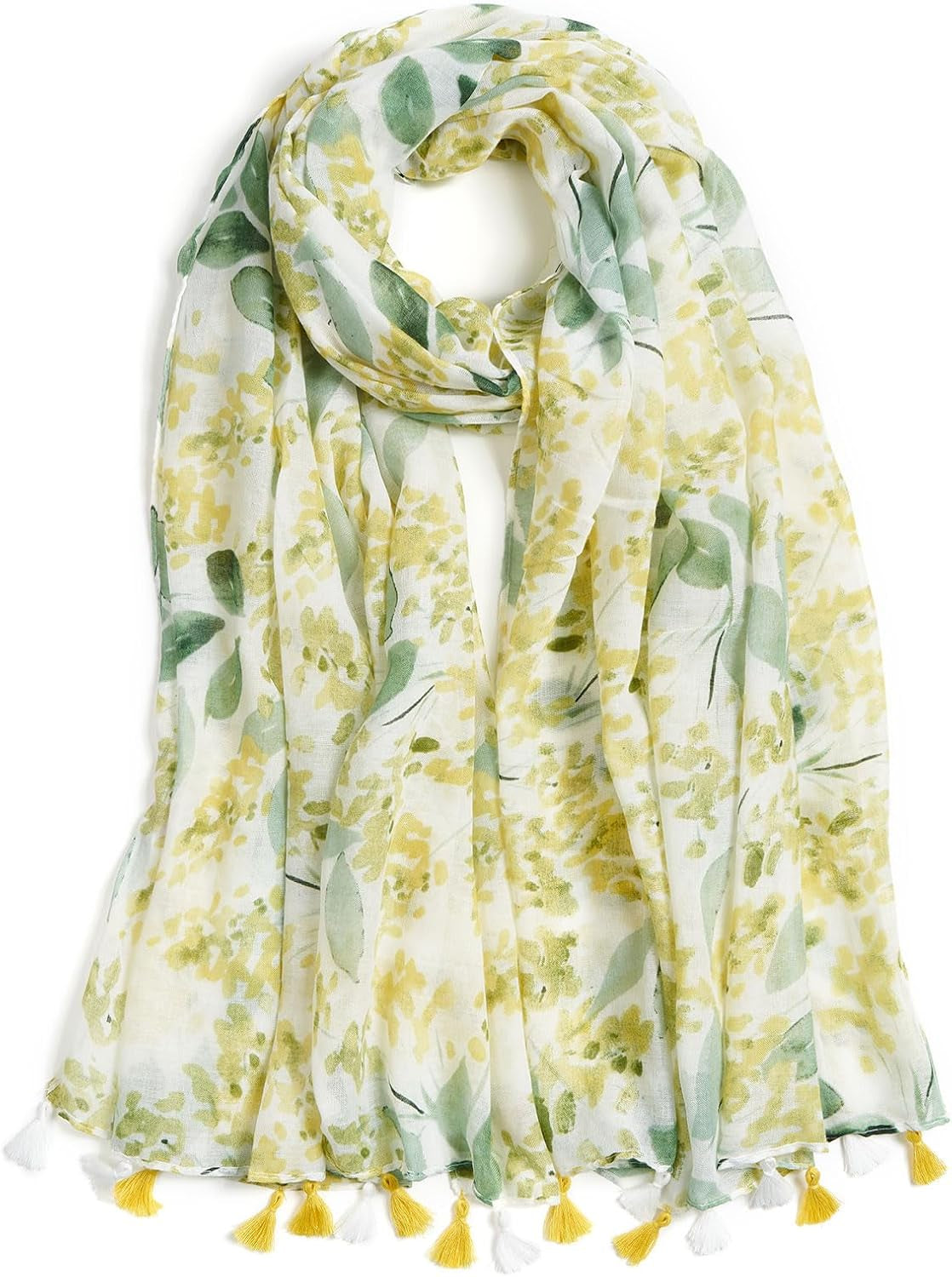 Scarf for Women Lightweight Soft Floral Leopard Printed Scarves Fall Winter Fashion Shawl Wrap with Fringe