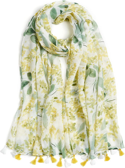 Scarf for Women Lightweight Soft Floral Leopard Printed Scarves Fall Winter Fashion Shawl Wrap with Fringe