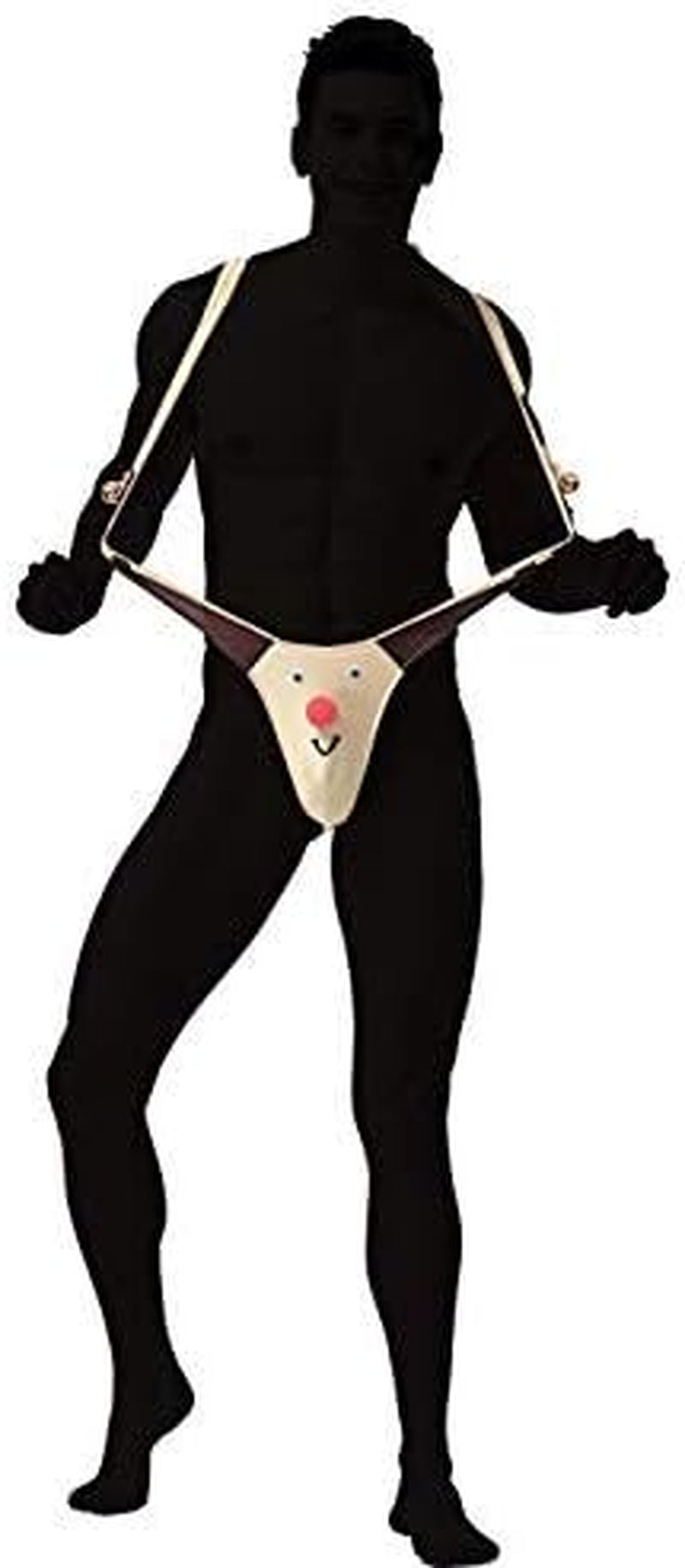 White elephant gift reindeer mankini thong front view