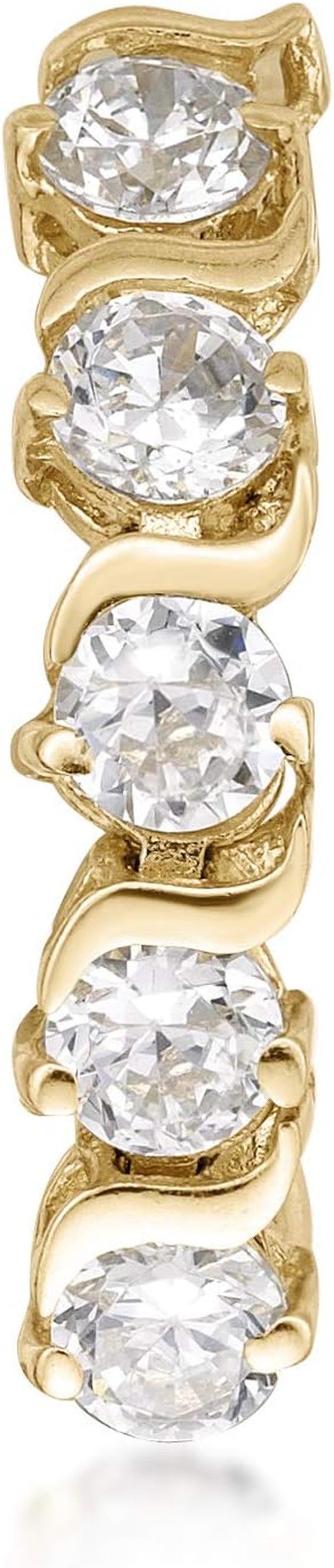 Lavari Jewelers 16 Gauge Top Mount Belly Ring for Women - 10K White or Yellow Gold 12 Mm Cubic Zirconia Belly Ring for Her - CZ Unisex Stud Hypoallergenic Piercing Jewelry - 16G Body Piercing for Men