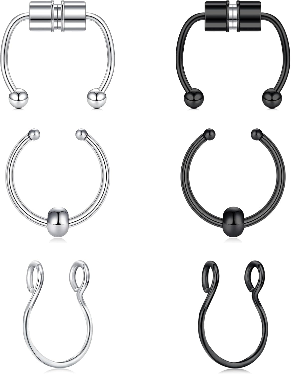 QWALIT Fake Septum Ring Fake Septum Piercing Faux Septum Nose Rings Fake Nose Ring Septum Fake Septum Nose Ring Clip on Septum Nose Ring Faux Septum Piercing Fake Septum Hoop Fake Septum Jewelry