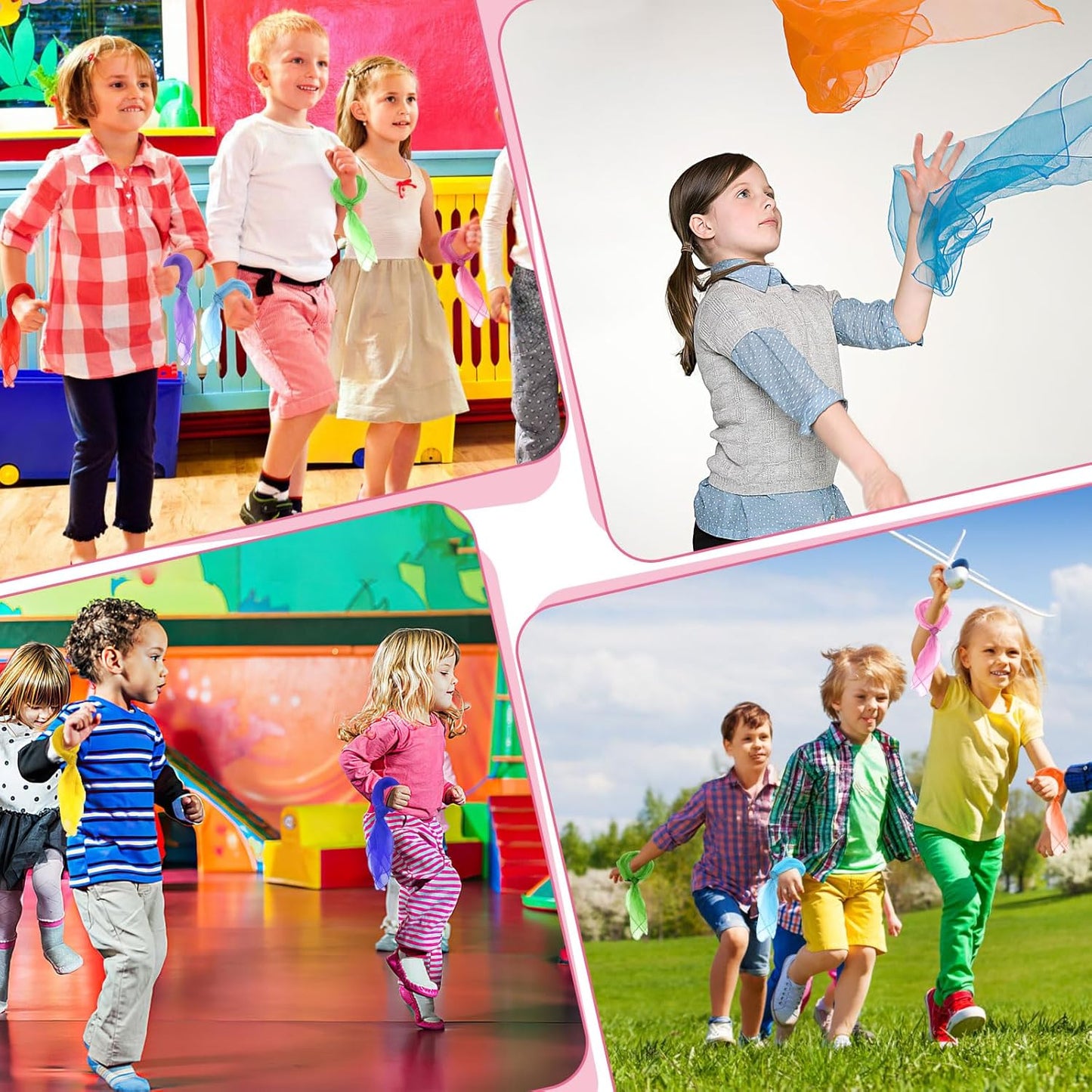 Scarves for Kids Play, 24 Inch Juggling Scarves, 15/30/45 Pcs Available, Play Scarve for Toddlers, Dance, Magic Tricks