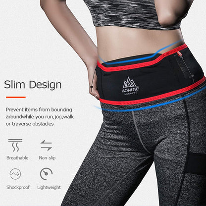 AONIJIE running belt with 250ml soft water bottle and phone compartment