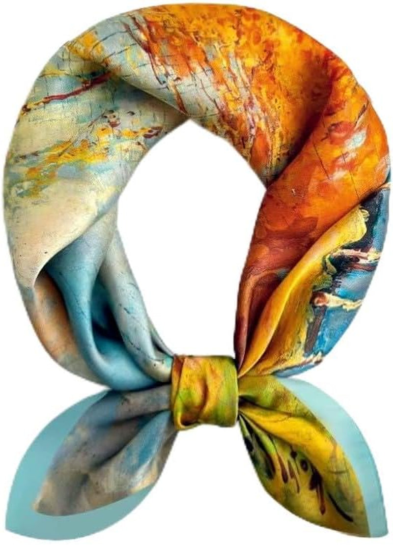 Hexchasty Head Hair Scarf Satin Silk Feeling Scarves for Women Lightweight Fashion Bag Purse Scarf for Handbags Accessories