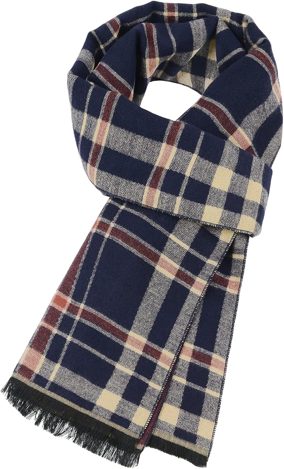 American Trends Mens Winter Warm Long Soft Scarf Plaid Tassel Scarf for Men Soft Classic Scarves