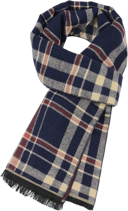 American Trends Mens Winter Warm Long Soft Scarf Plaid Tassel Scarf for Men Soft Classic Scarves