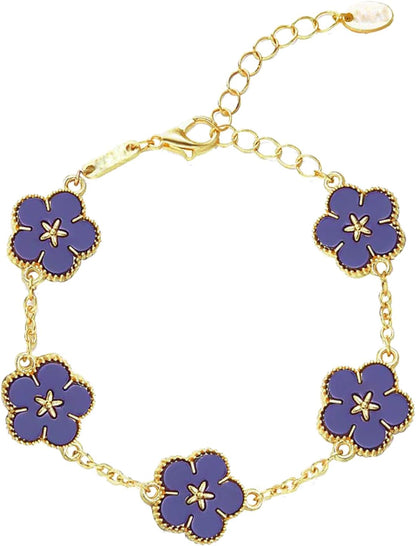 Four Leaf Clover Bracelet for Women Lucky 18K Gold Plated Stackable Jewelry Gift for Women Birthday Gifts for Girlfriend